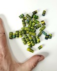 35 Old Antique Venetian Glass African Trade Beads Green Yellow   Some Blue