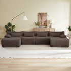 U-shape Convertible Sectional Sofa W  Ottoman  6-seater Corduroy  No Assembly