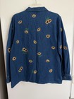 Vintage Quacker Factory Jacket Womens L Sunflower Embroidered Bees 90s Zip Denim