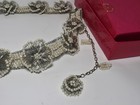 Vintage Butler   Wilson Pearl Floral Silver Tone Wire Bridal Sash Belt       k4 