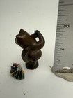Flirty Wooden Fox Figurine Animal Collectible Sculpture  3 Inch