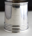 Antique American Coin Silver Christening Cup Jlw Westervelt C1855  jennie 