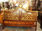 American Mahogany King Headboard By Karges   Hand-carved Floral Inlay Detail