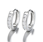 925 Sterling Silver Plated Square Cz Huggie Hoop Earrings Women Men