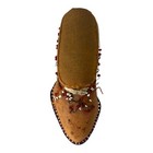 Antique Victorian Folk Art Wood Shoe Sewing Pin Cushion Beaded Hand Carved 4 