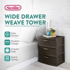 Sterilite 3 Drawer Wide Storage Tower  Plastic Weave Home Organizer  Espresso