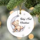 Baby s First Christmas Ornament  Moon Bear Star  Personalized Acrylic Ornament