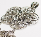 4 Vintage Antique Silver Plated Xlarge Victorian Scroll Flower Pendants 66x54mm