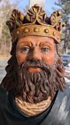 Lg Ships Head Figural Figurehead King Neptune Poseidon 38  Amazing Detail 1960 s