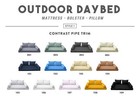Style1 5pc Contrast Pipe Outdoor Daybed Mattress Bolster Pillow Complete Set
