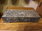 Vintage Godinger Victorian Style Silver Plated Jewelry Box Gray Interior Mirror 