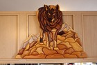 Intarsia Wolf Wildlife Art Large 36  Handcrafted 3d Mountain Animal Wall Hanging