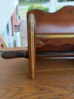 Vintage Wood And Brass Paper Towel Holder wall Mount W  Shelf