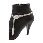 Women Silver Metal Boot Chain Bracelet Shoe Anklet Bling Snake Charm Adjustable
