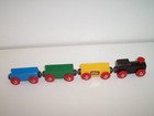 Brio Wooden Railway 4 Piece Train Lot Black Engine Used