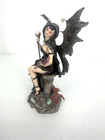 Medieval Gothic Black Fairy Baby Dragons Crystals Statue 6 h Figurine Room Decor