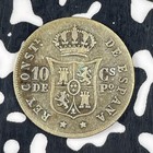1885 Spanish Philippines 10 Centimos Lot f4755 Silver 