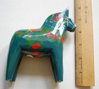 Vintage Swedish Dala Horse Wood Blue 5  Excellent