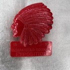 Bsa 1957 Indianhead Council Exposition Red Plastic Neckerchief Slide Ss-122