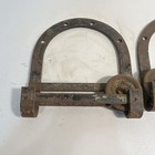 Antique Horseshoe Brown Metal Barn Door Roller Hangers W  Wheels Salvage Pair