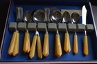 Butterscotch Bakelite Art Deco Flatware Service For 6 Stainless Steel  7 Pieces