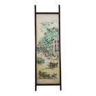Vintage Acrylic Room Divider Screen Wood Frame Hand Painted English Victorian 