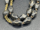 Vtg Religious Catholic Rosary Necklace Black Wood Beads Metal Brass Chain Cross