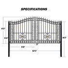 Zumi 12x6 Ft Dual Swing Driveway Gate Outdoor Arched Gate With Gold-tone Finials