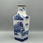 Vintage Bombay Company Rectangular Vase 4 Sided 12 25  Porcelain Chinoiserie