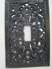 Lot Of 9 Vtg Outlet Switch Covers Ornate Filigree Metal Black Used Single Double