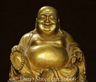 10   Old Dynasty Buddhism Pure Bronze Gilt Happy Laugh Maitreya Buddha Statue