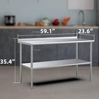 60   X 24   Stainless Steel Table For Prep   Work With Backsplash For Kitchen