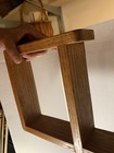 Mcm Lg Hand Tooled Solid Oak Wood Wall Shelf diagonal Cubes Vtg 23   x26    Curio