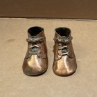 Antique Bronze Leather Vintage Baby Lace-up Booties Victorian Look 