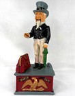 Vintage Paul Sebastian Uncle Sam Cast Iron Mechanical Coin Bank W  Original Box