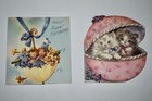 Lot Of 20 Vintage 1940s     1950s Girl Birthday Cards Flocked Novelty Die Cut   2 