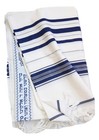 Kosher Tallit Talis Prayer Shawl 100  Wool 43x63  110x160cm Blue silver Stripes 