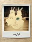 Vtg Photo 1980s Polaroid Strange Weird Abstract Easter Bunny Decorations