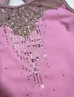 Sylvia P  Leotard Gymnastics Bling Pink Mesh Open Back Gk Size  12 Gk-axs As