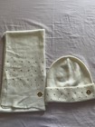 Michael Kors Ivory Knit Beaded Logo Scarf   Hat Set For Women