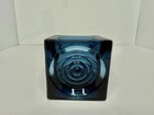Htf Vintage Mcm Viking Glass Epic Charcoal Blue Bullseye Candle Holder 2 5   