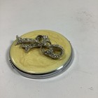 Vintage Compact Mirror Rhinestone Bow Makeup Pocket