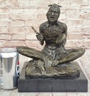 Signed Original Western Native Sherman American Indian Chanting Sculpture