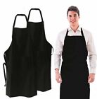 Solid Cooking Kitchen Restaurant Bib Apron Unisex Dress Black With 2 Pockets Usa