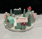 Yankee Candle 3 Wick Candle Holder Pastel Colored Houses Christmas winter Scene