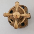 2 Vtg Brass Cabinet Door Latch Hardware Round Ship Wheel Handle Old Lock Clasp