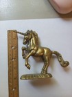 Vintage Solid Brass Unicorn Rearing Up Statue Figurine 4 1 2    lot Of  Patina