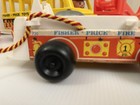 3 Vtg Fisher Price Pull Toys  Lil Snoopy Dog  Fire Truck  School Bus - See Pics