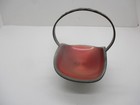 Vintage Norway Pewter Basket With Red Enamel Lining
