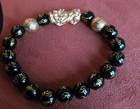 Beautiful Chinese Feng Shui Gold And Black Dragon And Beads Good Luck Bracelet
